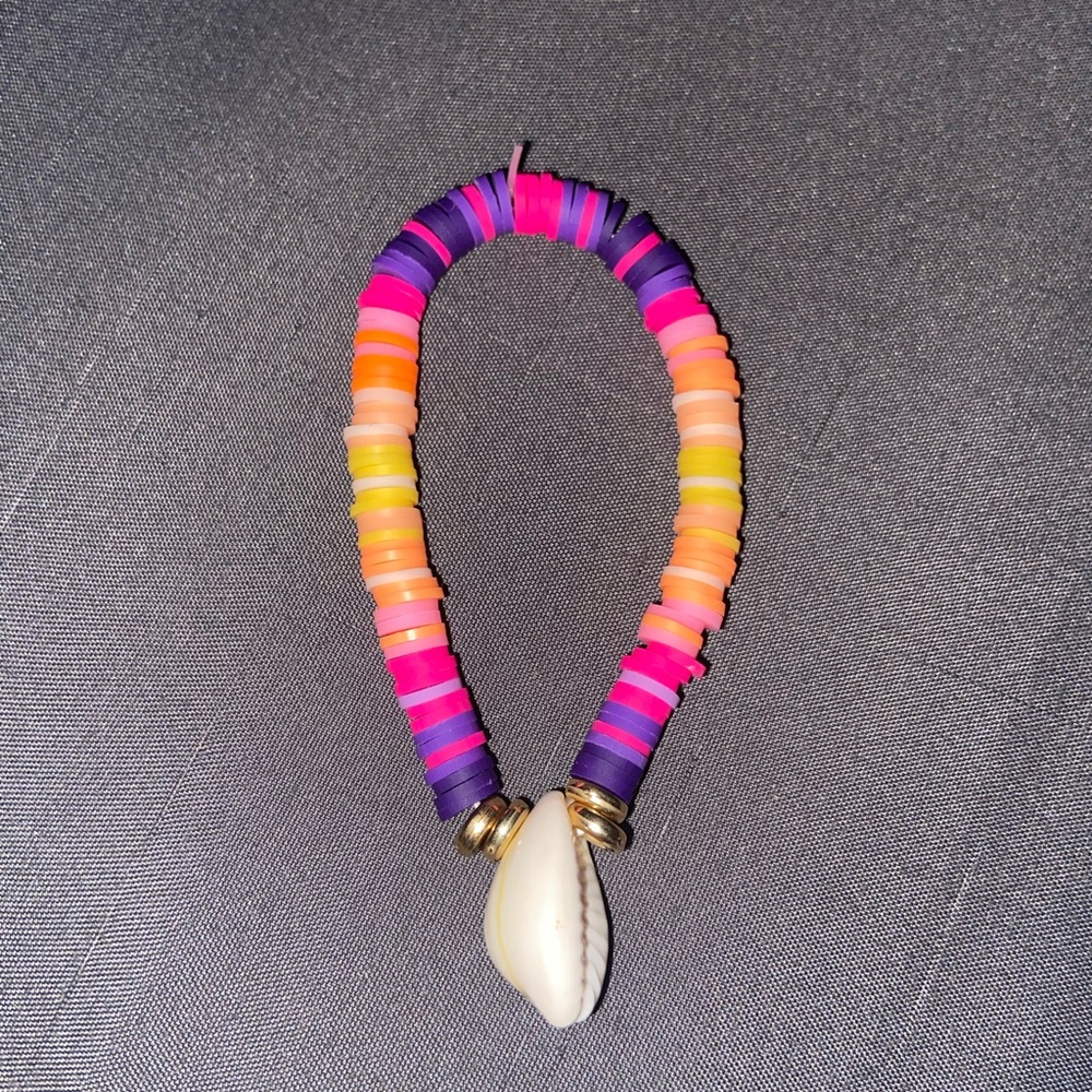Colorful Beaded Bracelet with Shell Pendant